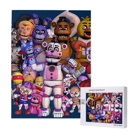 Lsque Five Nights At Freddy'S Pattern Wooden Picture Puzzle ,500 Piece Jigsaw Puzzle ,Family Fun Puzzle, Home Décor Puzzle, Gift Puzzle(Vertical style)