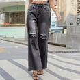 thumbnail image 5 of Ygbgbb Womens High Waist Wide Leg Jeans for Streetwear Vintage Denim Blue Baggy Straight Ripped Boyfriend Jeans Loose Distressed Hole Denim Pants Gray XL, 5 of 6
