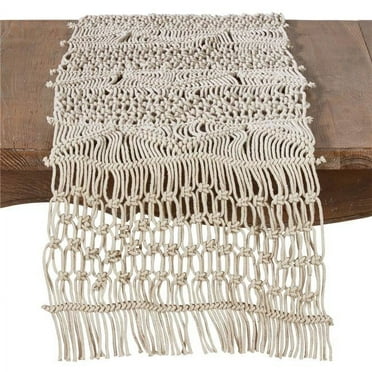 Saro Lifestyle Macramé Design Cotton Table Runner