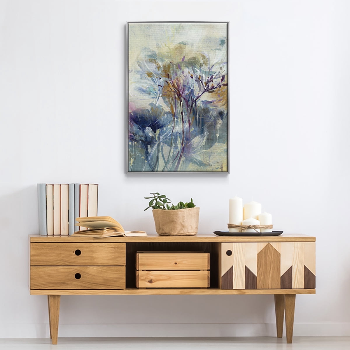 Meadow Saffron II Framed Premium Gallery Wrapped Canvas - Ready to Hang - 25 x 37 - Silver Floating Frame