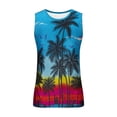 thumbnail image 3 of Penkiiy Hawaiian Tank Tops Men Summer Stylish Tropical Print Sleeveless T Shirt Workout Beach Vest Round Neck Casual Tee M Blue, 3 of 4