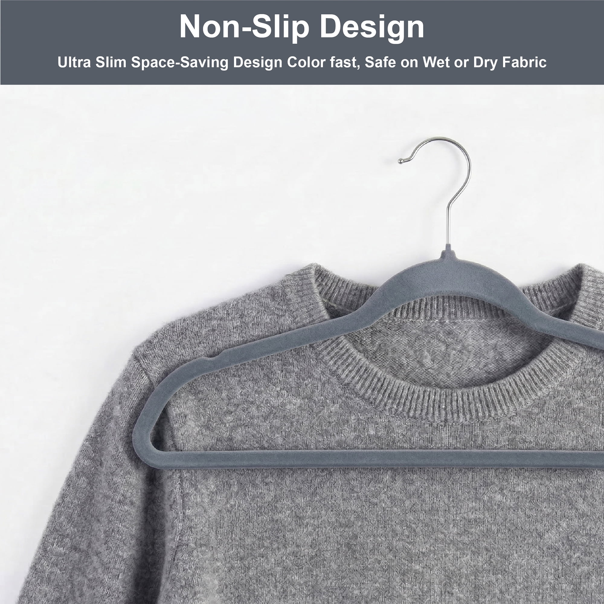 (3 pack) Better Homes & Gardens Non-Slip Gray Velvet Clothes Hangers 30-Pack
