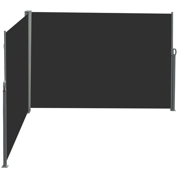 Outsunny Double Retractable Side Awning 236" x 63" Patio Screen Black