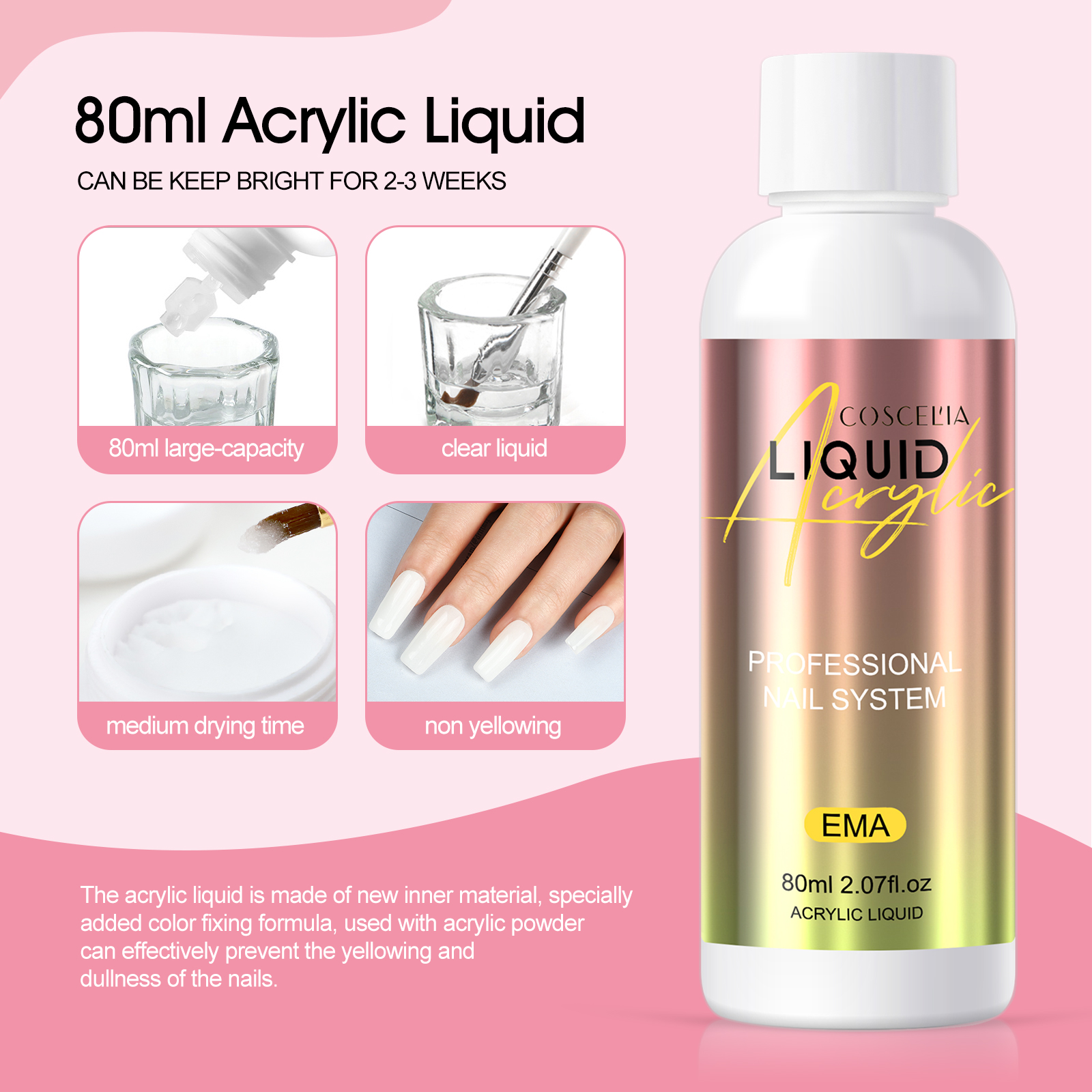 Coscelia Acrylic Nail Kit with U V Light and Drill Glitter Acrylic Powder and Liquid Set Beauty ?Gifts - image 5 of 9