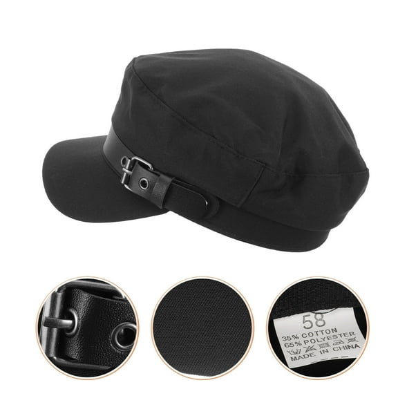 HEALEEP 1Pack Black Polyester Cotton Beret for Women Hat for Party Outing Shopping Travel Work Adjustable