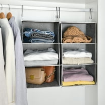 Foldable Hanging Closet Organizer, Storage Hanging Shelves, 6-Shelf, Polyester Fabric, Gray, 12x12x42 inches