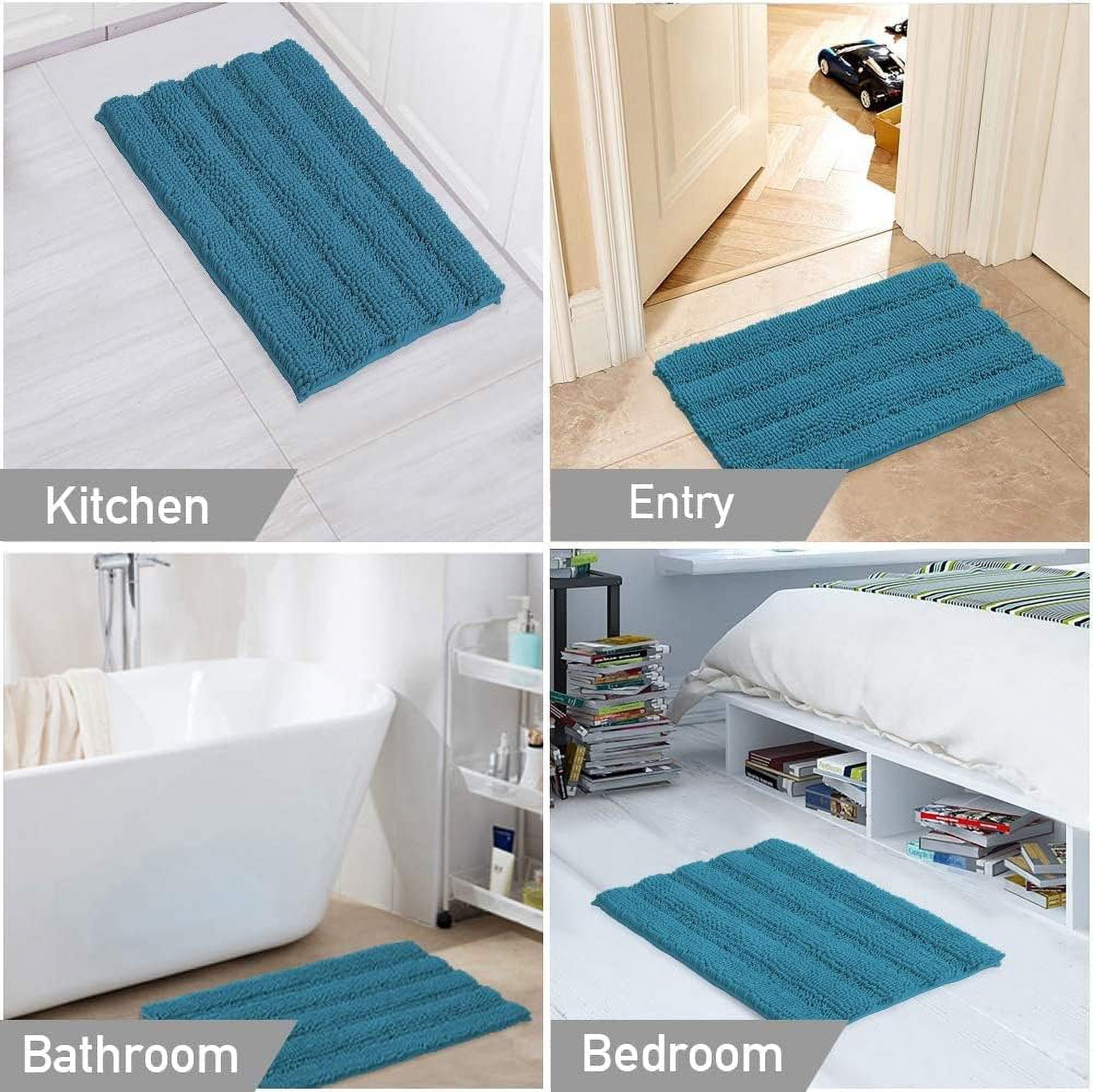ZGAD  Sage Green Bathroom Rugs Runner Extra Long Large Bath Mat Plush Shaggy Chenille Bathroom Rug 47 x 17 Non-Slip Bath Rug Runner Extra Soft & Absorbent Thick Floor Mats, Machine Washable, Sage
