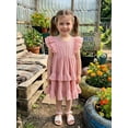thumbnail image 4 of BemeyourBBs Toddler Baby Girl Summer Dress Outfit Little Girl Sundress Casual Tiered Ruffles Flutter Sleeves A-Line Dress Beach Princess Party Dress Cute Clothes, 4 of 9