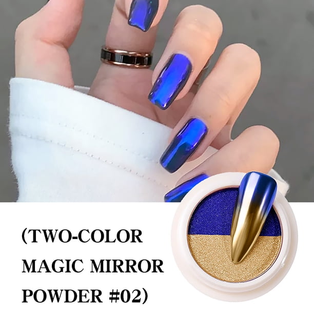 Fiudx Polvo para Uñas, Efectos Holográficos, Polvo Sólido para Manicura, Diseño de Titanio Bicolor, para Decoración de Uñas, Producto de Salón de Belleza, Caja Ligera de 0,8 Gramos.