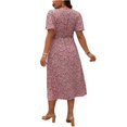 thumbnail image 4 of LWavelet Women's Plus Size Leopard Print Midi Dress Short Sleeve V-Neck Twist Front Casual Dress Red XL, 4 of 5