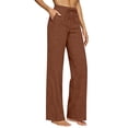 thumbnail image 2 of Cagogo Women's Plus Size Wide Leg High Waisted Trousers with Pockets Casual Loose Long Pants Beach Work Lounge Trousers Fashion Beachwear Clothes, Coffee 3XL, 2 of 9