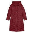 thumbnail image 4 of Miluxas Women Lightweight Cotton Padded Jackets Women's Long Sleeve Mid-Length Zipper Warm Loose Parkas Coat Wine XL(XL), 4 of 9