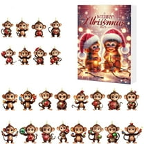 Nkmbld Advent Calendars Christmas Countdown Calendar Cute Monkey Acrylic Decoration, Each Compartment Has a Different Christmas Surprise Toy