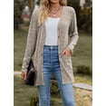 thumbnail image 2 of Diconna Women Fashion V-Neck Cardigan Solid Color Rib Long Sleeve Sweater Button-Down Fall Casual Soft Knit Coat, 2 of 7