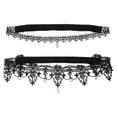 thumbnail image 1 of 2pcs New Bridal Lace Stockings Rhinestone Pendant Western Wedding Garter, 1 of 7