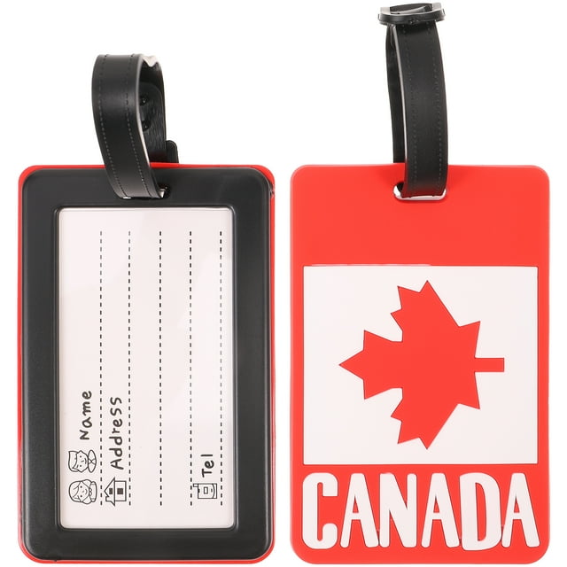 2pcs Suitcase Tag Canada Flag Luggage Hanging Name Tag Reusable Baggage Tag Travel Bag Tag