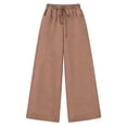 thumbnail image 5 of Pounoo Women's Linen Blend Drawstring Waist Wide Leg Pants, Casual Lightweight Trousers with Pockets for Summer and Resort Wear Gift, 5 of 9
