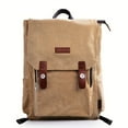 thumbnail image 1 of 1pc Men Women Unisex Vintage Canvas Backpack Rucksack, Double Shoulder Bag Travel Bag Camping Bag, Simple Khaki Backpack, Fashion Versatile Bag, Large-capacity Travel Bag, 1 of 5