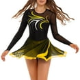 thumbnail image 3 of TiaoBug Women's Lyrical Dance Dress Rhinestone Ice Figure Skating Leotards Ballet Dancewear Yellow XXL, 3 of 7