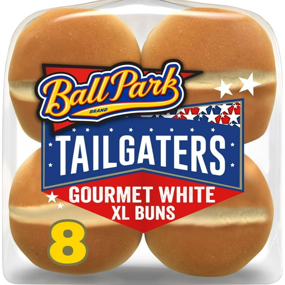 Ball Park Tailgaters Gourmet Extra Large Buns, 8 count, White Hamburger Buns, 21 oz Bag