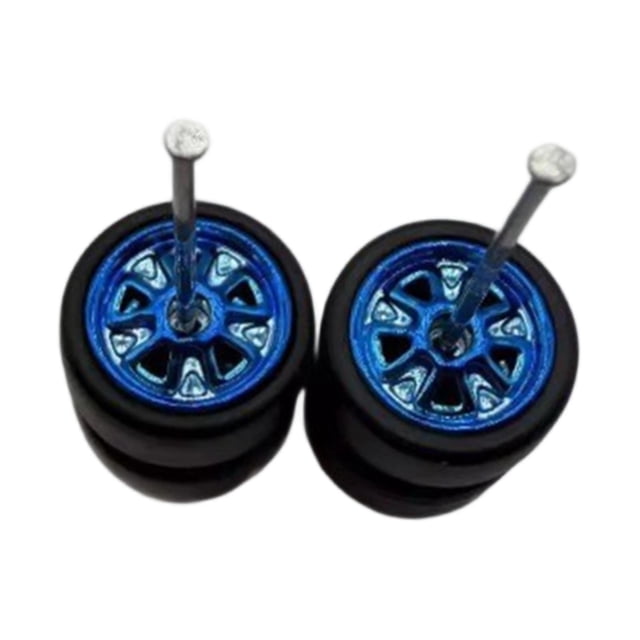 TISHITA 2 Pcs Roues et Pneus de Voiture RC 1/64 Remplace Directement Accessoires de Durabilité Bleu