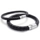 thumbnail image 2 of 2X Acero Inoxidable de Cuero, Pulsera de Cuero Trenzado, para Hombres Mujeres, Negro - Ancho 6mm - Longitud 23cm, 2 of 4