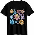 thumbnail image 2 of 100% Cotton Graphic T Shirts for Women, Colored Floral Cotton Girls Tees Short Sleeve Crewneck Summer Gym Casual Tops, 2 of 5