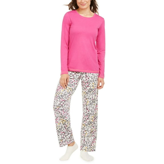 Hue Matching Pajama & Socks 3-Pc Set Rose Violet Size X-Large