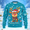 thumbnail image 6 of Christmas Sweatshirt for Men Women Long Sleeve Loose Casual Crewneck Ribbed Texture Snowflake and Reindeer Print Pullover, 6 of 6
