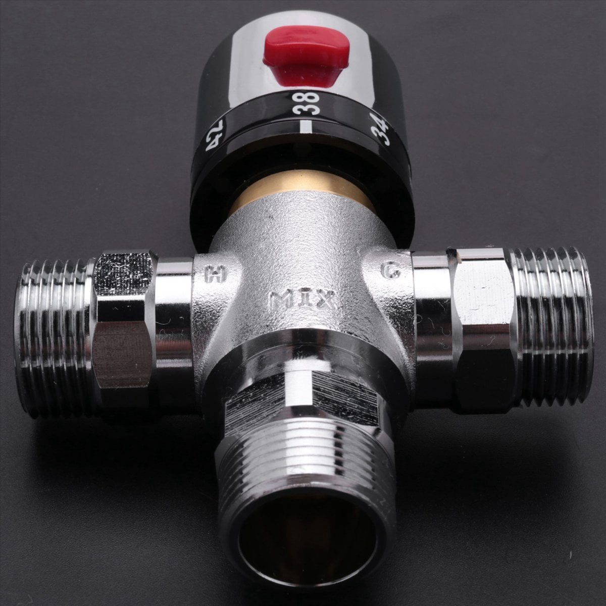 2X Solid Copper 3-Way Thermostatic Mixing Valve 3/4 Inch Solar Water Heater Valve Regulating Temperature Control Valve