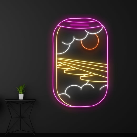 Handmadetneonsign Custom Plane Window Led Sign, Airplane Window Neon Sign, Aircraft Window Led