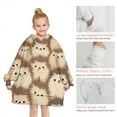 thumbnail image 6 of Cute Hedgehog Pattern Blanket Hoodies for Kids 6-13YR Oversize Wearable Blanket Hoodies for Boys Girls Teens, 6 of 7