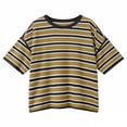 thumbnail image 6 of Guluxicc Womens T Shirts Stripe Printed Casual Short Sleeve Tops Crew Neck Summer Y2k Trendy T-Shirts Fashion Streetwear, 6 of 7