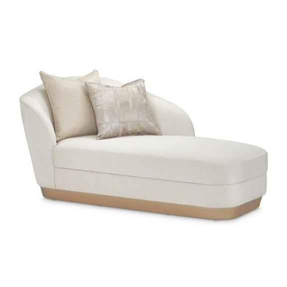 Maklaine Contemporary Fabric & Engineered Wood Chaise Lounger in Icicle Ivory