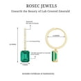 thumbnail image 5 of Rosec Jewels Lab Created Emerald Drop Earrings with Moissanite for Women - 7X9 mm, 14K Yellow Gold, 5 of 6