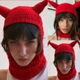 thumbnail image 3 of Whigetiy Halloween Funny Horns Creative Knitted Hat Beanies Warm Ski Hat Horn Shape Solid Color Windproof Hat for Outdoor Sports, 3 of 8