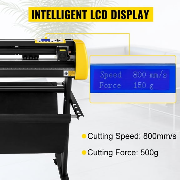 Máquina cortadora de vinilo VEVOR, Plotter de corte de alimentación de papel máx. de 34 in / 870 mm, Impresora de pantalla LCD de corte automático de contorno de cámara con soporte Fuerza y velocidad