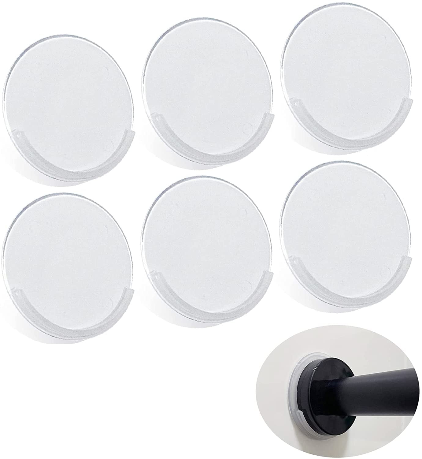 Shower Curtain Rod Holder,Transparent Shower Rod Tension Holder, No