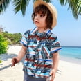 thumbnail image 2 of NIEWTR Toddler Boys Retro Geometric Print Short Sleeve Button Up Shirt Casual Stylish Tops for Kids(Light Blue,5-6 Years), 2 of 7