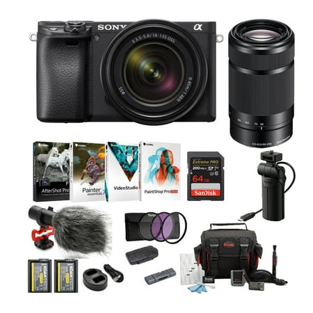 Sony Alpha a6400 Mirrorless Camera with 18-135mm and 55-210mm Lens Bundle