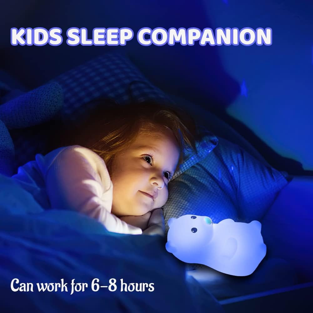 Rechargeable Silicone Children's Night Light, USB Plug Silicone Night Light, Silicone Clap Light, Multicolored Baby Night Light, Soft, Comfortable, Lovely