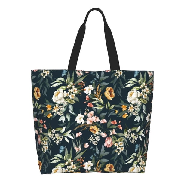 Balery Watercolor Floral Bolsa Tote Estilo Estético con Cremalleras, Bolsa de Hombro, Bolsa de Compras Grande y Plegable