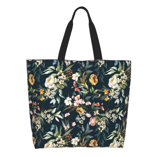 Fotbe Watercolor Floral Bolsa Tote Estética de Lona con Estampado para Mujer - Bolsa Reutilizable de Hombro Casual para Vacaciones, Compras, Trabajo y Gimnasio