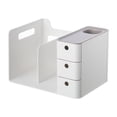 thumbnail image 1 of pitrice Book Storage Box Holder Bookend Drawers Business Multipurpose Plastic Brush for Dormitory Pen Pencils Organizing Gray, 1 of 9