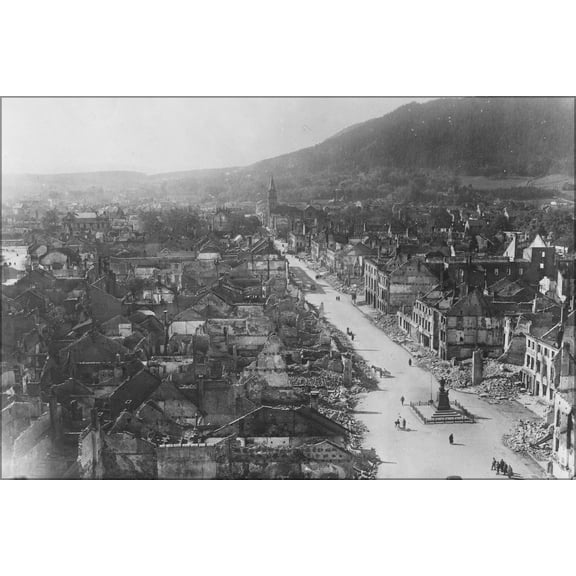 24"x36" Gallery Poster, France; Bombing Damage wwii 1945