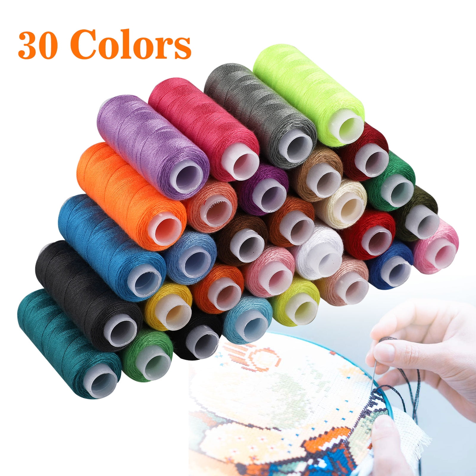 EEEkit Cotton Sewing Thread Sets 30-Color Spools Thread, 250 Yards ...
