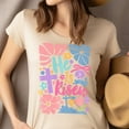 thumbnail image 4 of He Is Risen T-Shirt | Colorful Cross and Flowers Christian Graphic Tee, Ash, Size S, 4 of 6