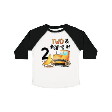 

Inktastic Two and Digging It Bulldozer 2nd Birthday Gift Toddler Boy or Toddler Girl T-Shirt