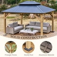 thumbnail image 4 of VANACC 10' x 12' Hardtop Gazebo,Aluminum Frame Outdoor Gazebo with Iron Roof Double Roof, Wood Gazebo for Patio, Backyard, Lawns, Parties, Black, 4 of 8