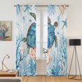 thumbnail image 2 of Turtle Kitchen Curtains 84 Inch Length, Blue Coastal Starfish Ocean Coral Nautical Grommet Top Bedroom Living Room Curtains, Light Filtering Cafe Curtain Drapes 2 Panels Set 84''x84'', 2 of 9